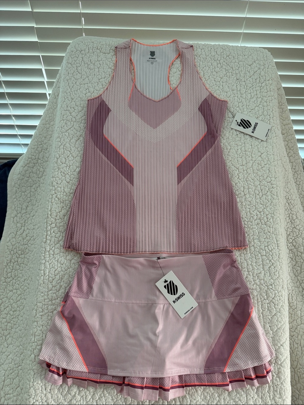 K-Swiss Pink and Mauve Performance Tank & Skort Set